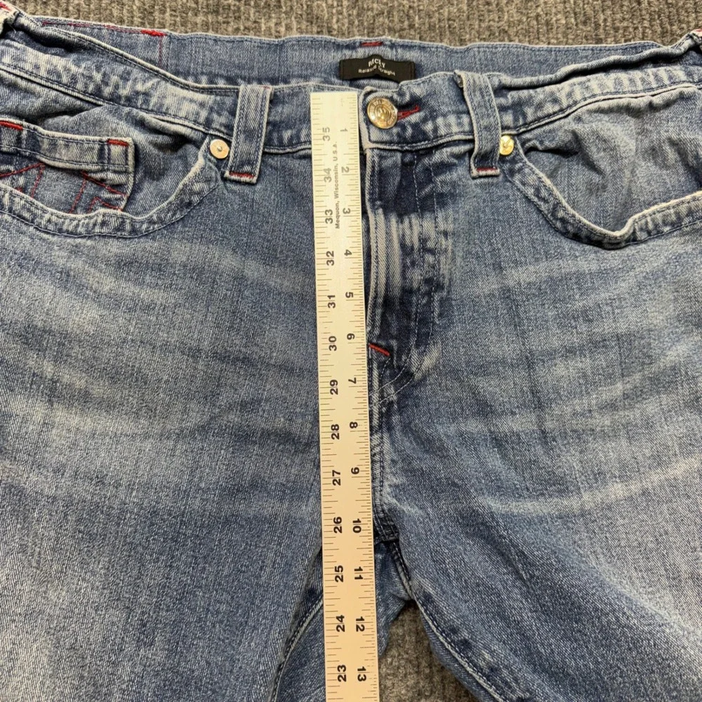 True Religion Ricky Mens 38x33 Relaxed Straight Jeans Horseshoe Denim Y2K